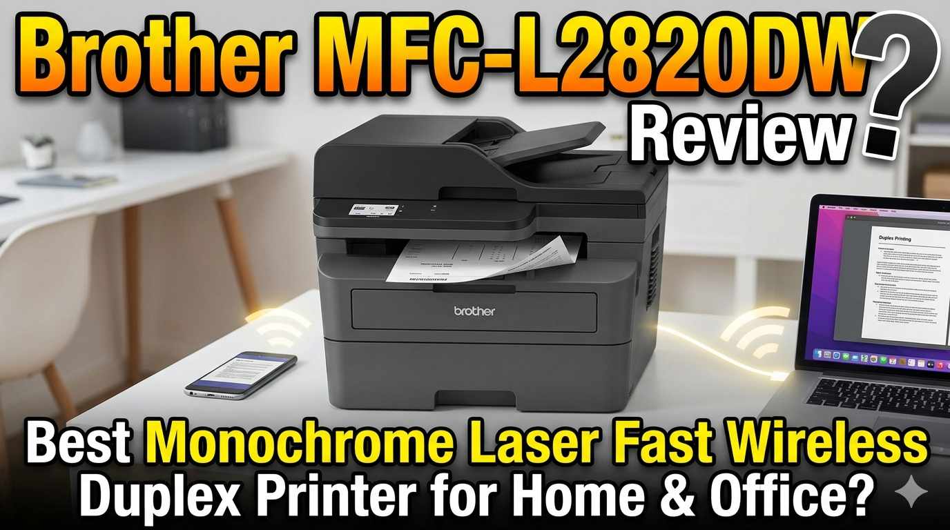 Brother MFC-L2820DW Wireless Compact Monochrome All-in-One Laser Printer with Copy, Scan and Fax, Duplex, Black & White